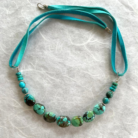 Luck, Peace & Protection - Turquoise & Turquoise Suede (21")