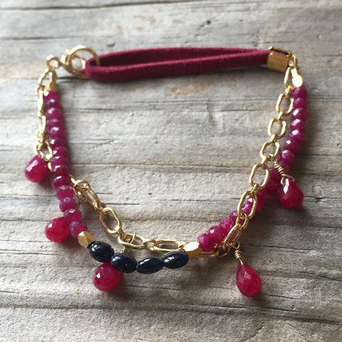 Suede & Leather - Persueded, Fit for a Queen (ruby & sapphire)