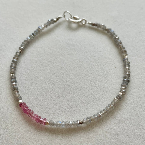 Stacking Bracelet - Labradorite & Pink Sapphires