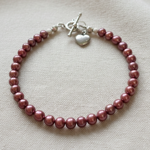 Sweetheart Bracelet - Pink Pearls