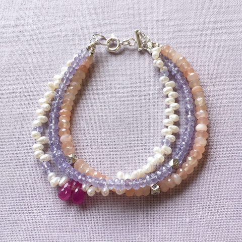 Peaches & Lavender (Moonstone, Pearl & Tanzanite)