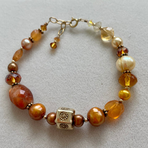 Serendipity: You are my Sunshine - Fire Opal & Pearls
