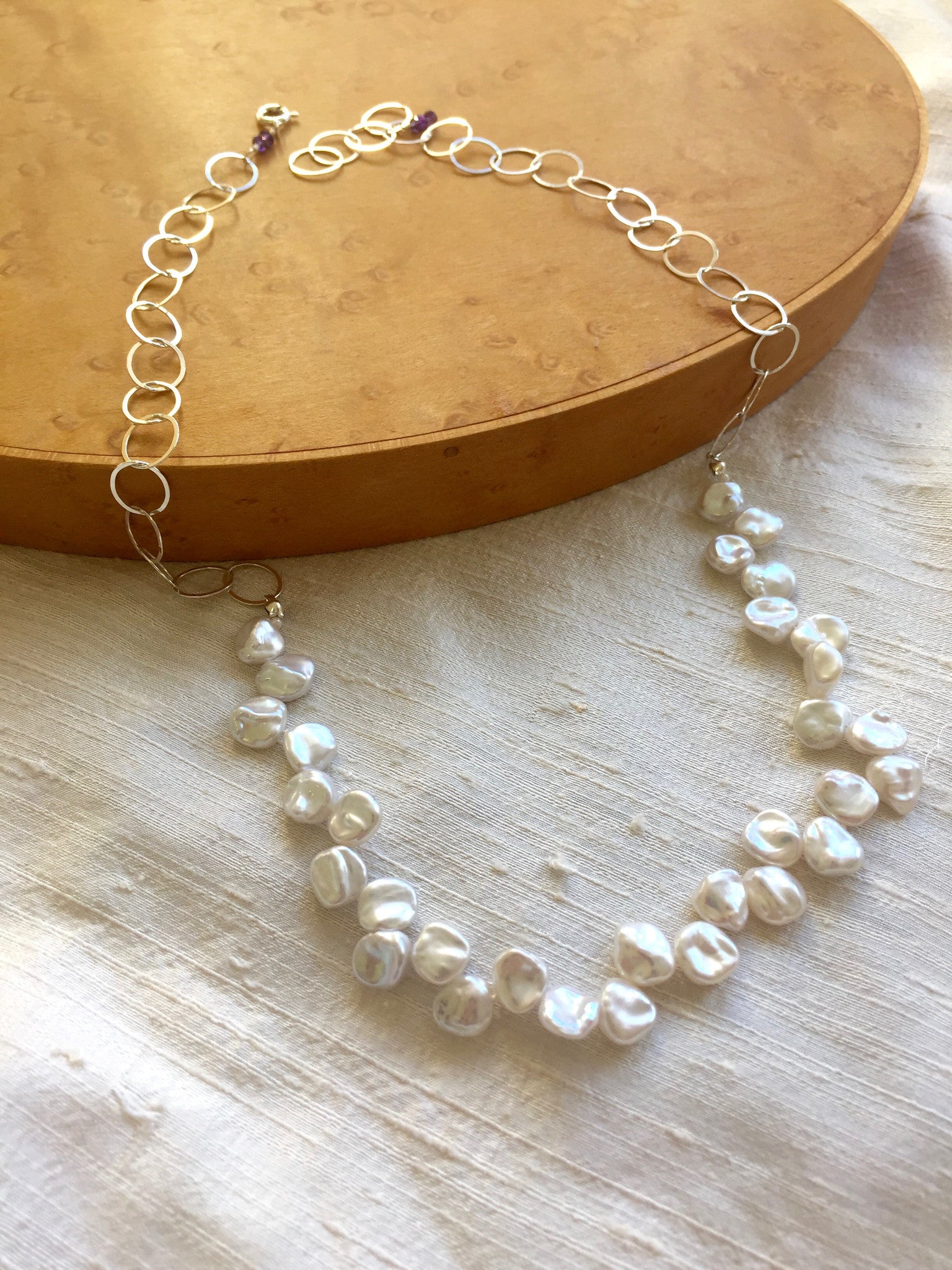 ■ENGBROX■ silver925 classical pearl necklace 4mm6mm EBNL24 □ENGBROX□ silver925 classical pearl necklace 4mm6mm EBNL24