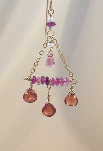 Flying Trapeze: Fall is in the Air (pink sapphire & orange garnet)