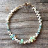 Aimee Bracelet - Fire Rainbow (Ethiopian Opal & pearl)