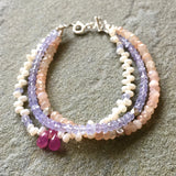 Sadie Bracelet - Peaches & Lavender (pearl & tanzanite)
