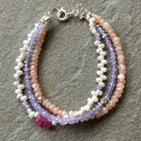 Sadie Bracelet - Peaches & Lavender (pearl & tanzanite)