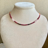 Collar Necklace Pearls - Heartfelt (Sapphires, Garnets & Pearls)