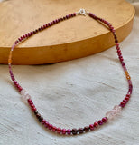 Collar Necklace Pearls - Heartfelt (Sapphires, Garnets & Pearls)