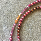 Collar Necklace Pearls - Heartfelt (Sapphires, Garnets & Pearls)