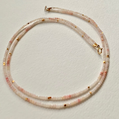 Gemstone Strand - Double Peruvian Pink Opal & Gold