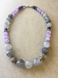 Statement Necklace - Purple & Grey Argyle (amethyst)